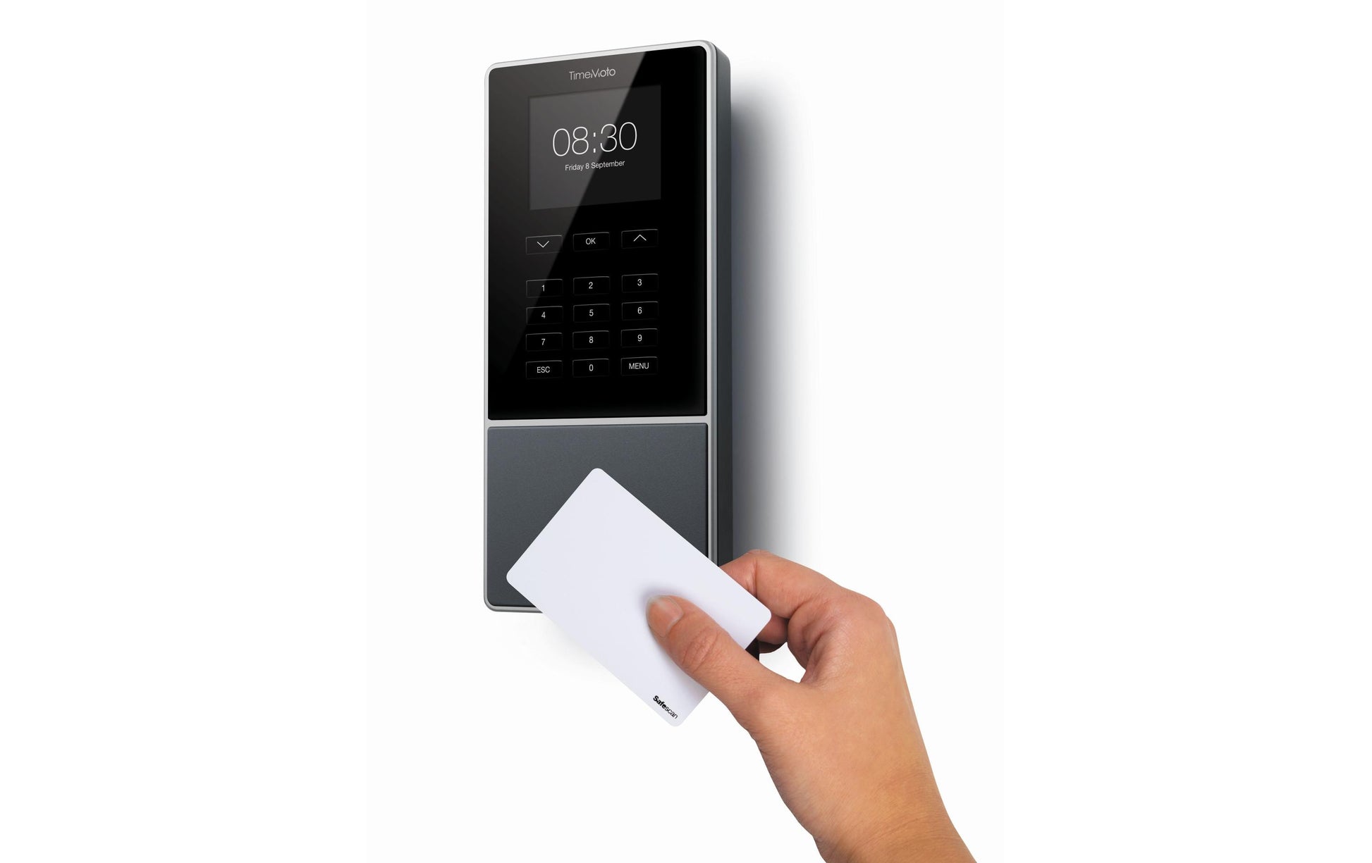 Safescan TM-616 Zutrittsterminal – 2,8" Display, RFID, Tastenfeld, verkabelt & kabellos, Netz, Wand