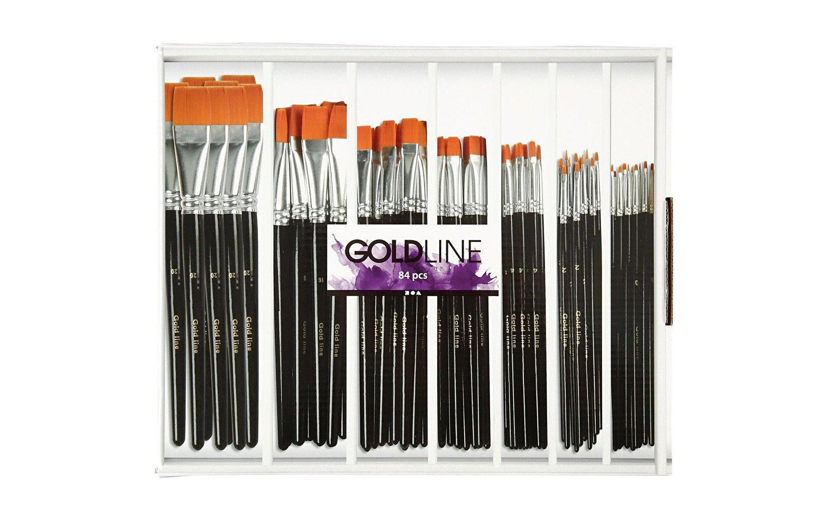 Creativ Company Pinsel-Set – Flachpinsel, Nylon, Grössen 0/2/4/8/12/16/20, 84 Stück