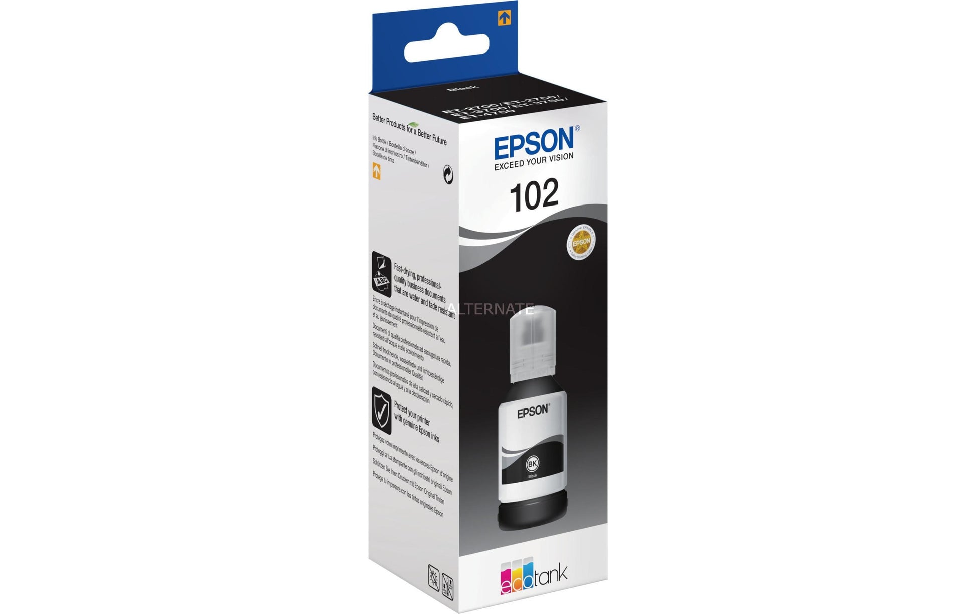 Epson Tintenpatrone 102, Schwarz, 7'500 Seiten – für Inkjetdrucker/Multifunktionsgeräte