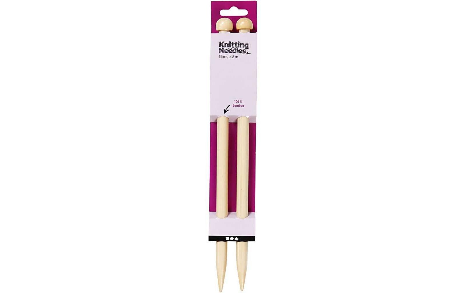 Creativ Company Stricknadel Holz – 15 mm, 35 cm, Bambus, 2 Stk.