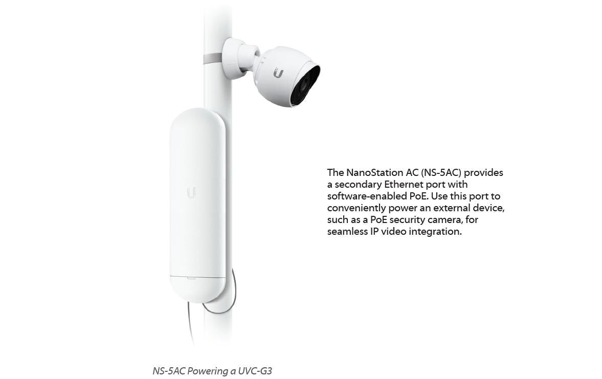 Ubiquiti airMAX NanoStation ac – 5 GHz Funkbrücke, 1GbE, bis 15 km, 450 Mbit/s, PoE-Adapter, Weiss