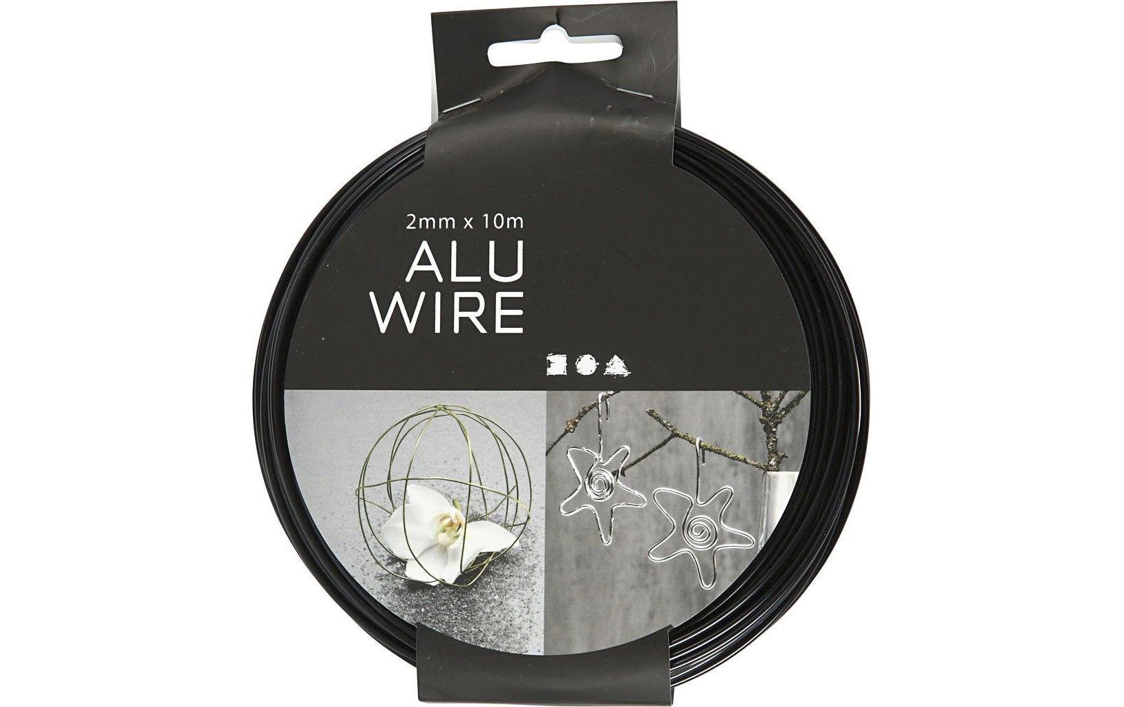 Creativ Company Aluminiumdraht, Aluminium, Schwarz, Ø 2 mm × 10 m