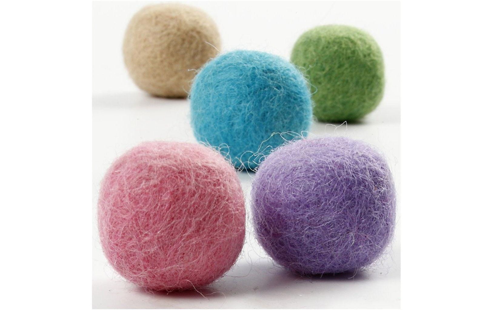 Creativ Company Filzkugeln, Wolle, Mehrfarbig (Grün, Pink, Türkis, Violett), Ø 20 mm, 64 Stk.