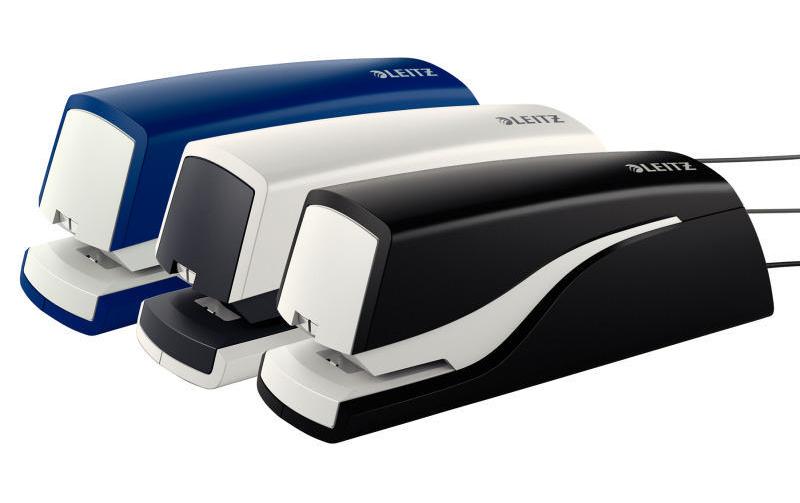 Leitz NeXXt 5532 – Elektrischer Hefter, geschlossene Heftung, Springfachmechanik, Einlegetiefe 10 mm, Blau