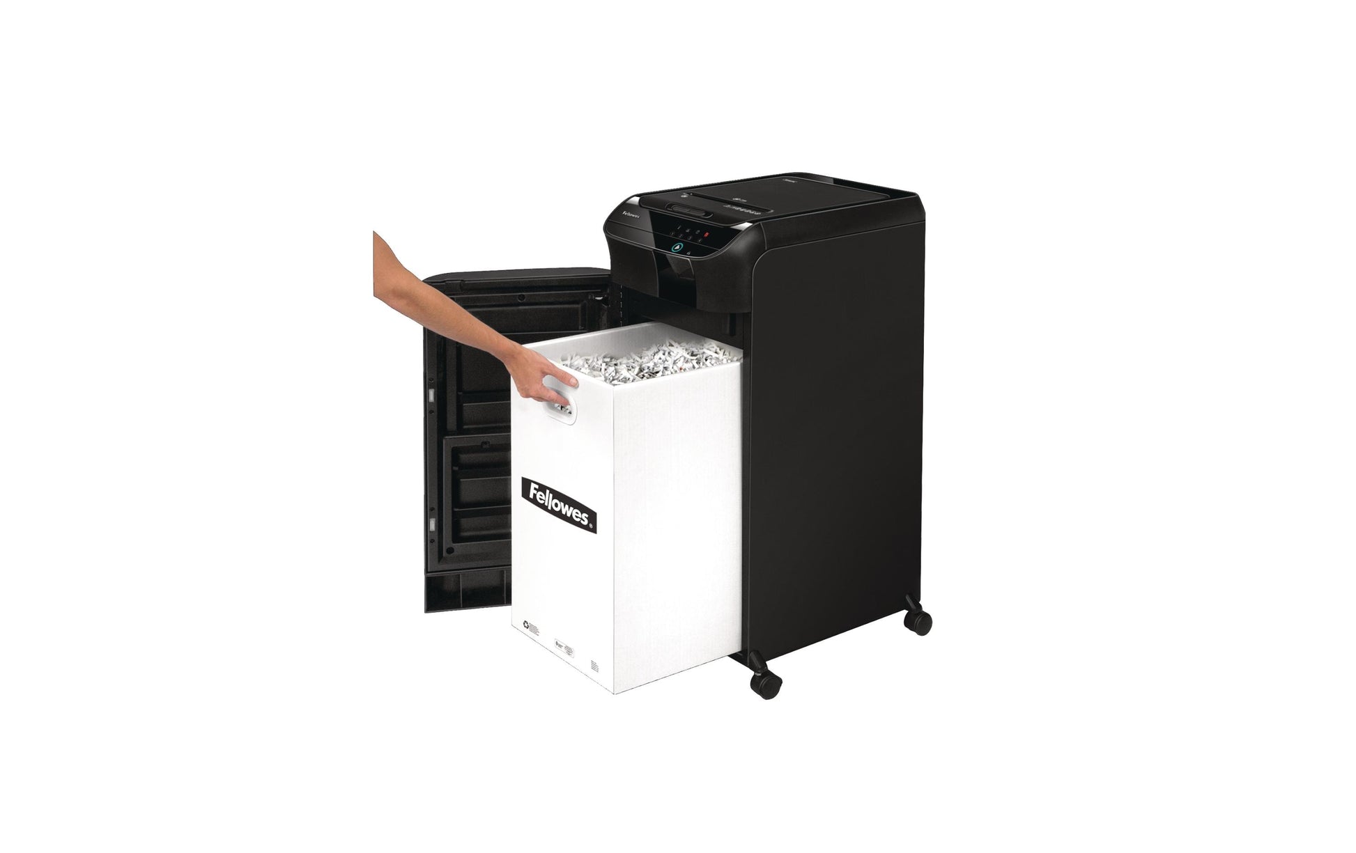 Fellowes AutoMax 550C – Aktenvernichter mit Autofeed 550 Blatt, DIN P-4, Partikelschnitt 4 × 38 mm, 83 l