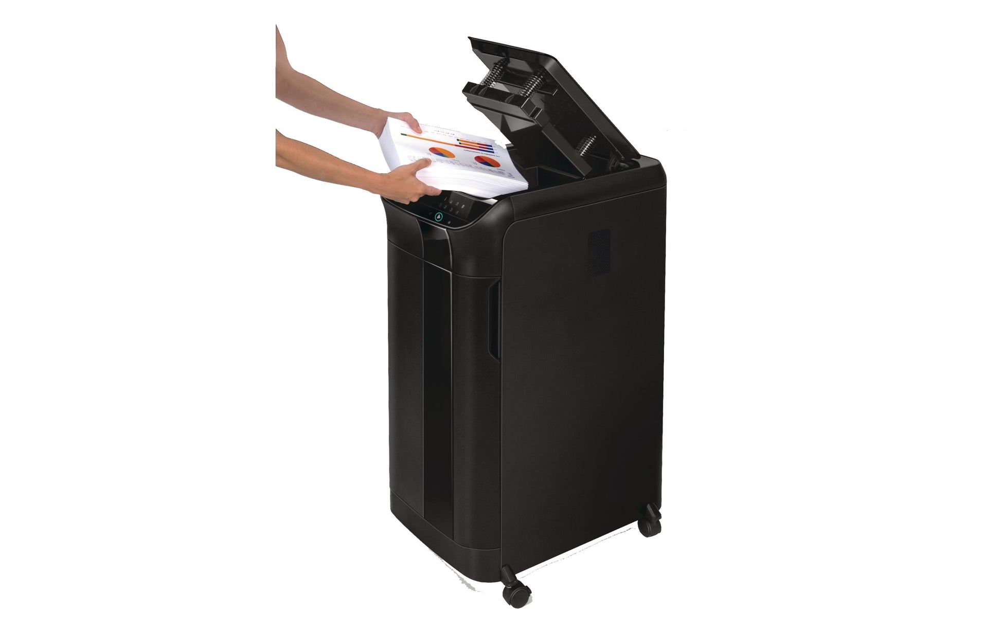 Fellowes AutoMax 550C – Aktenvernichter mit Autofeed 550 Blatt, DIN P-4, Partikelschnitt 4 × 38 mm, 83 l