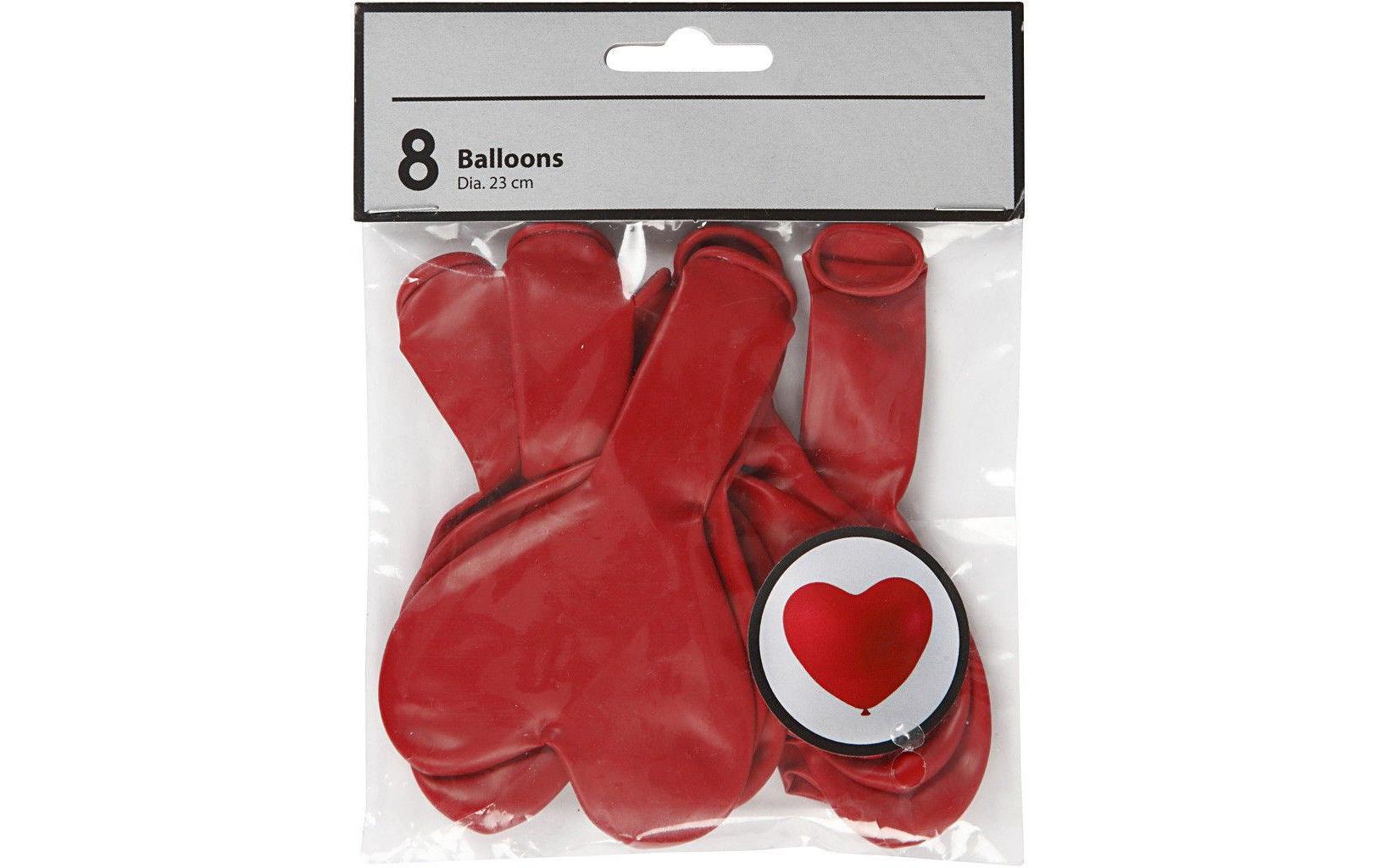 Creativ Company Herzluftballons – Rot – Ø 23 cm – Latex – 8 Stk