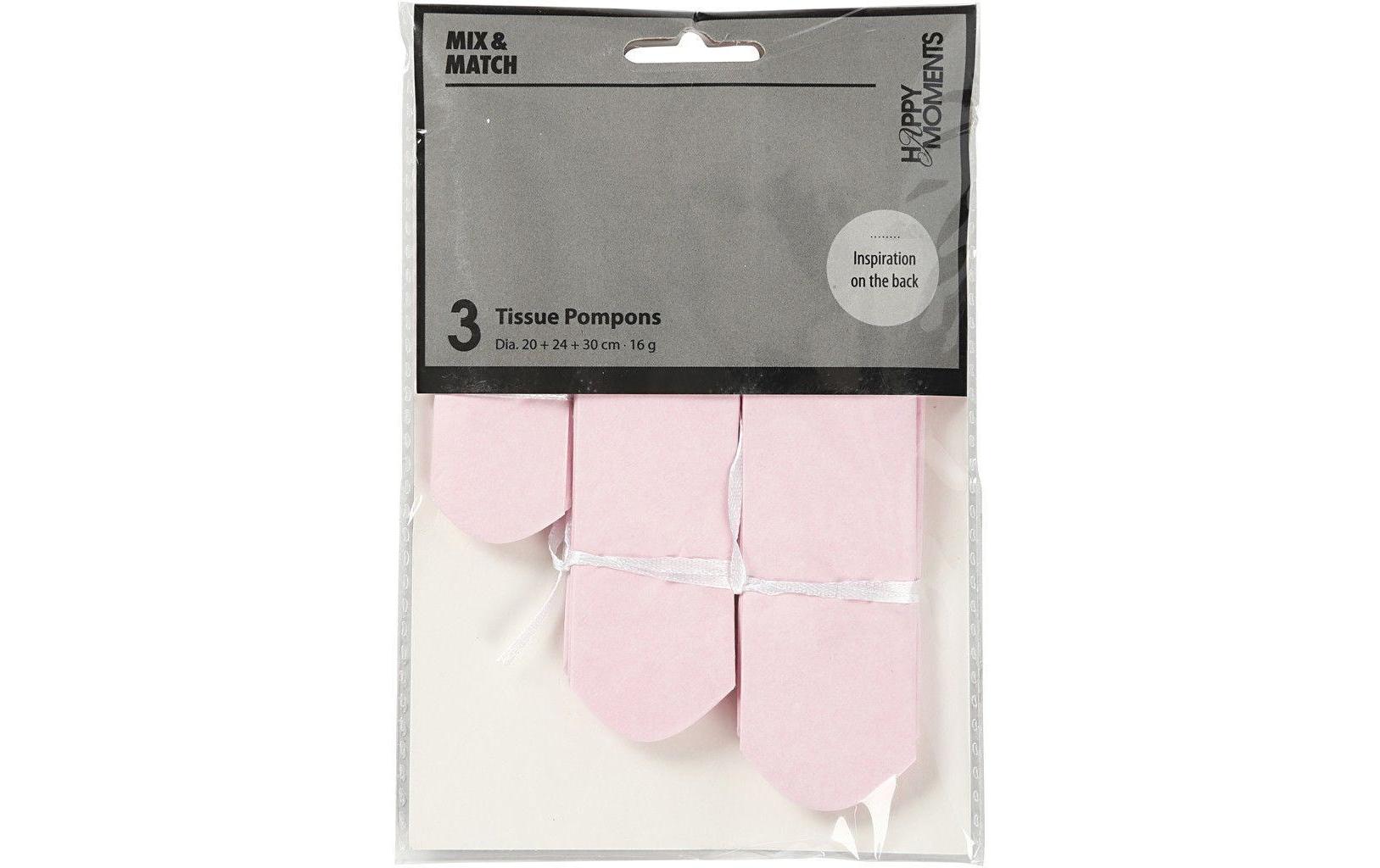 Creativ Company Papier-Pompons – rosa – 20, 24, 30 cm – Papier – 3 Stk