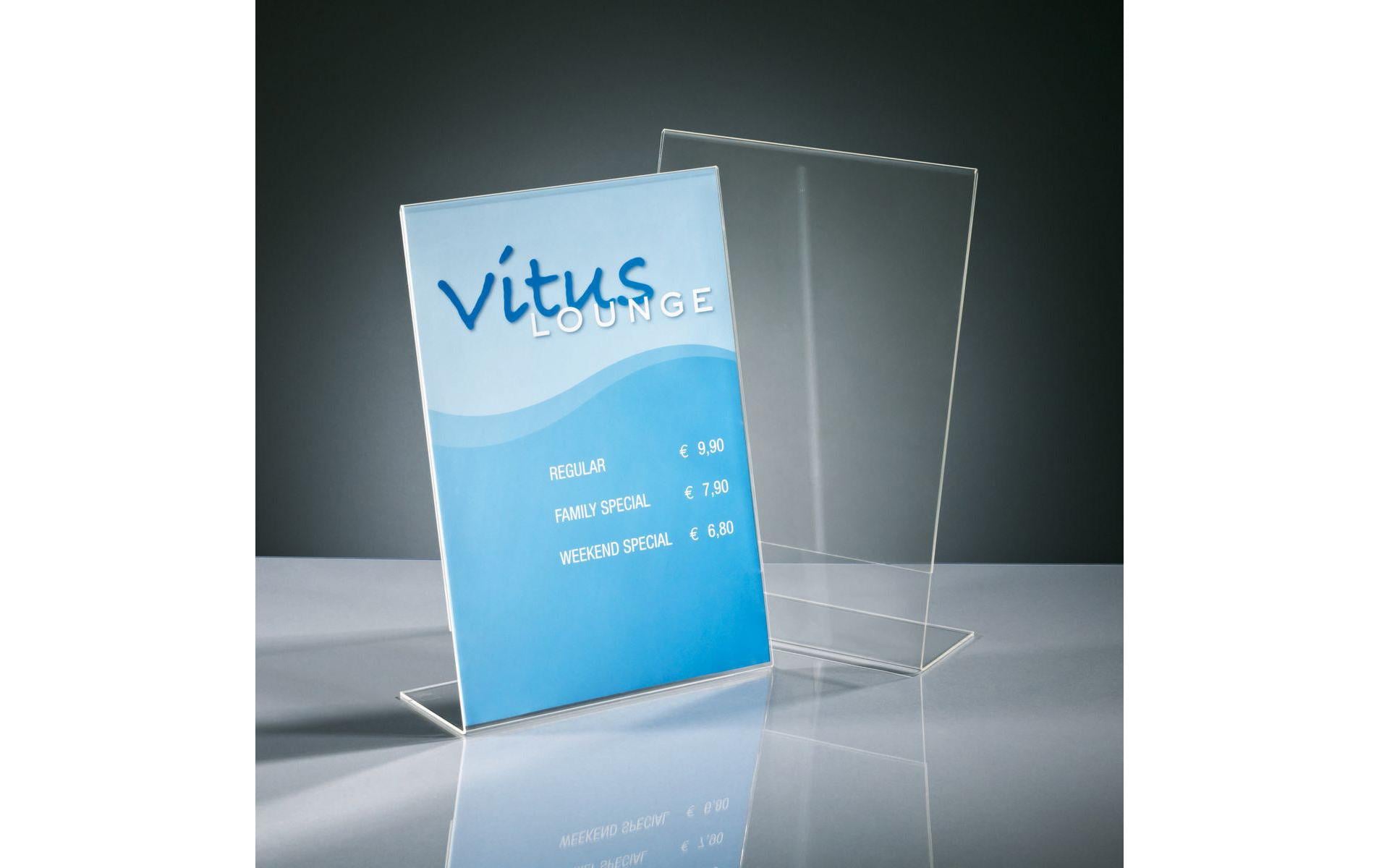 Sigel Tischaufsteller TA213 – 300 × 425 mm, transparent, Acryl, für A3, 1er-Pack
