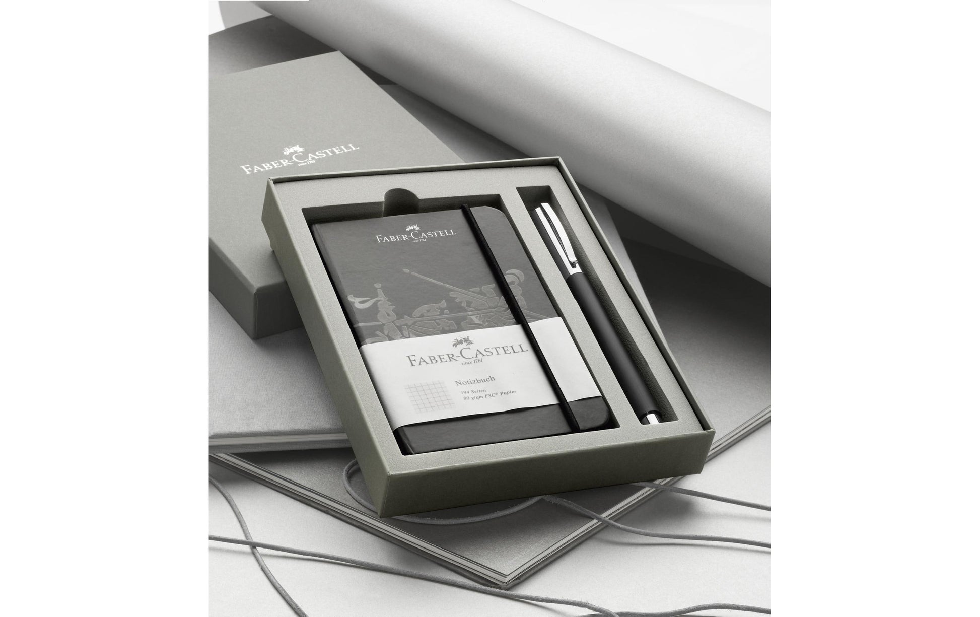 Faber-Castell Ambition 149624 – Tintenroller, schwarz, mit Kappe, Edelharz, grau