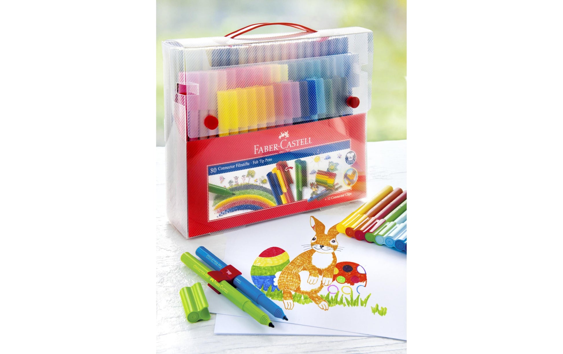 Faber-Castell Connector Pen Filzstift – 2,0 mm, wasserbasiert, auswaschbar, 80 Farben