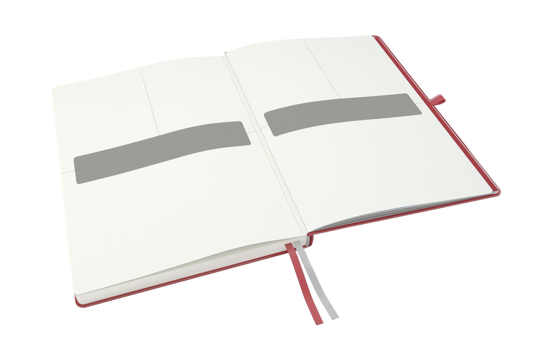 Leitz Notizbuch – A4 – kariert – 80 Seiten – 100 g/m² – Hardcover, Gummiband, Stiftschlaufe, rot, FSC