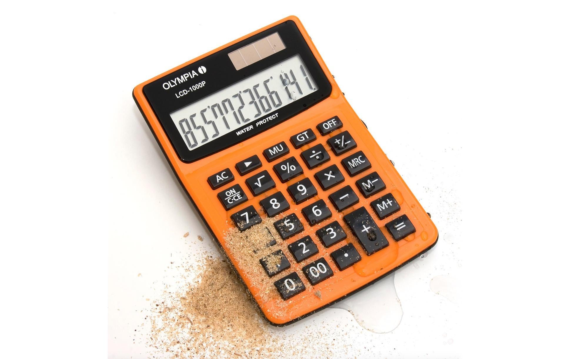 Olympia Taschenrechner 1000P – 12-stellig, LCD, Prozent, Solar + Batterie, Orange