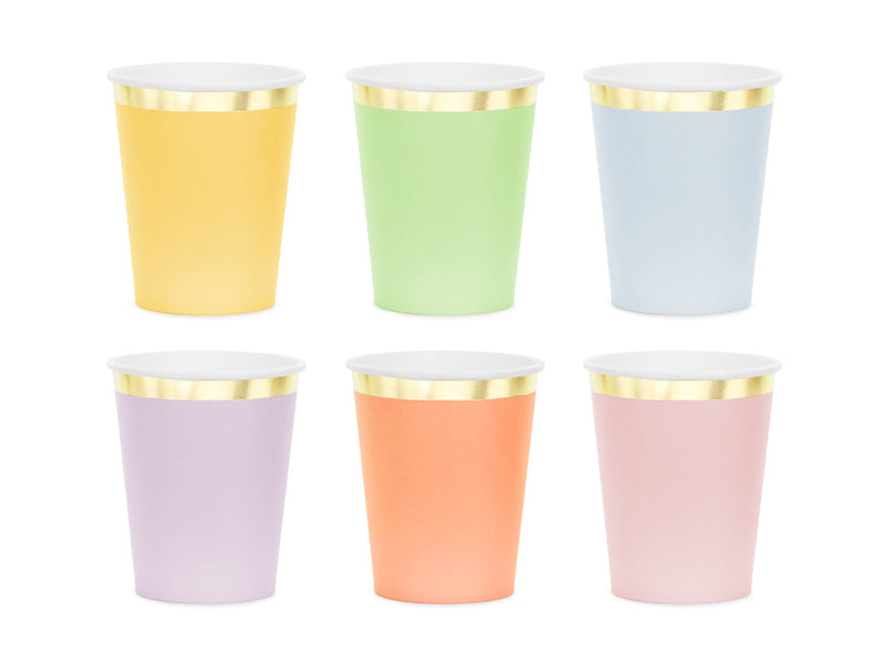 PartyDeco Becher, Papier – 2,2 dl, mehrfarbig – 6 Stk.