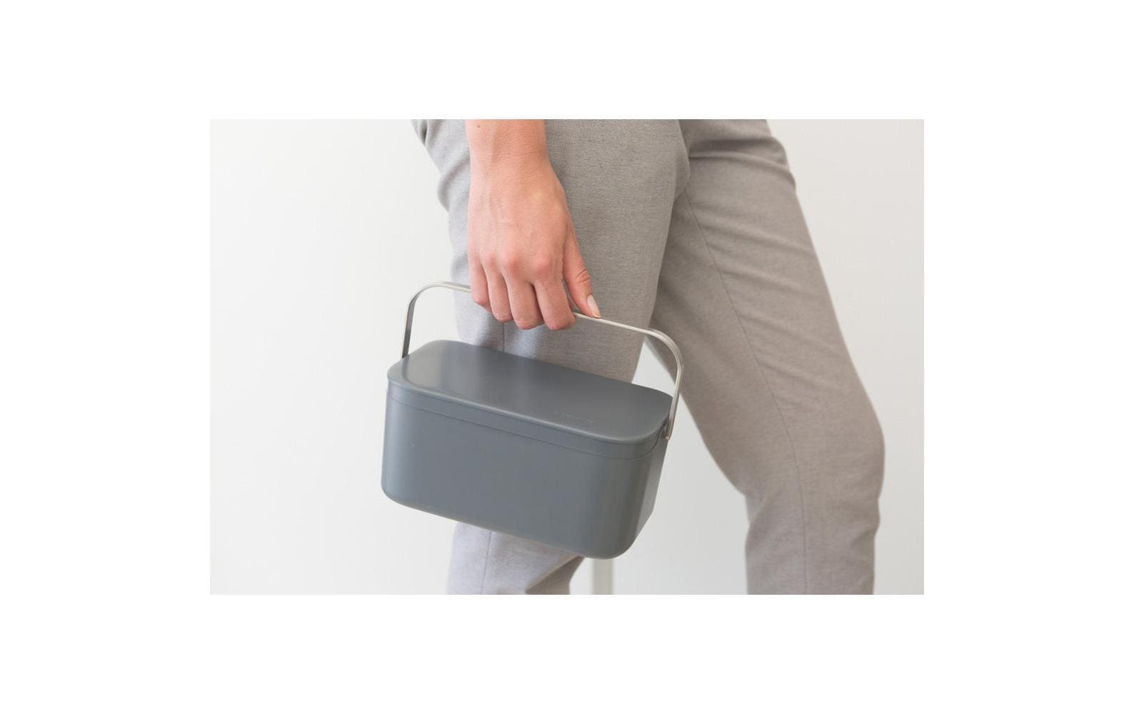 Brabantia Komposteimer – 1,8 l – Kunststoff, rechteckig – Dunkelgrau