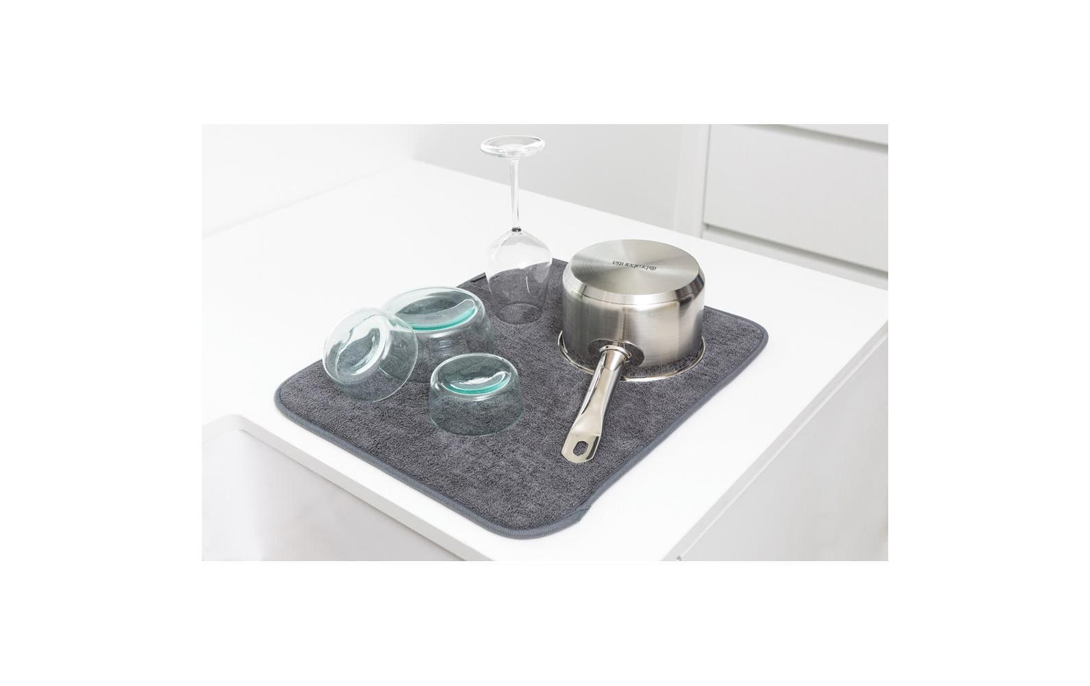 Brabantia Abtropfmatte 47 × 40 × 1 cm, Mikrofaser, Dunkelgrau