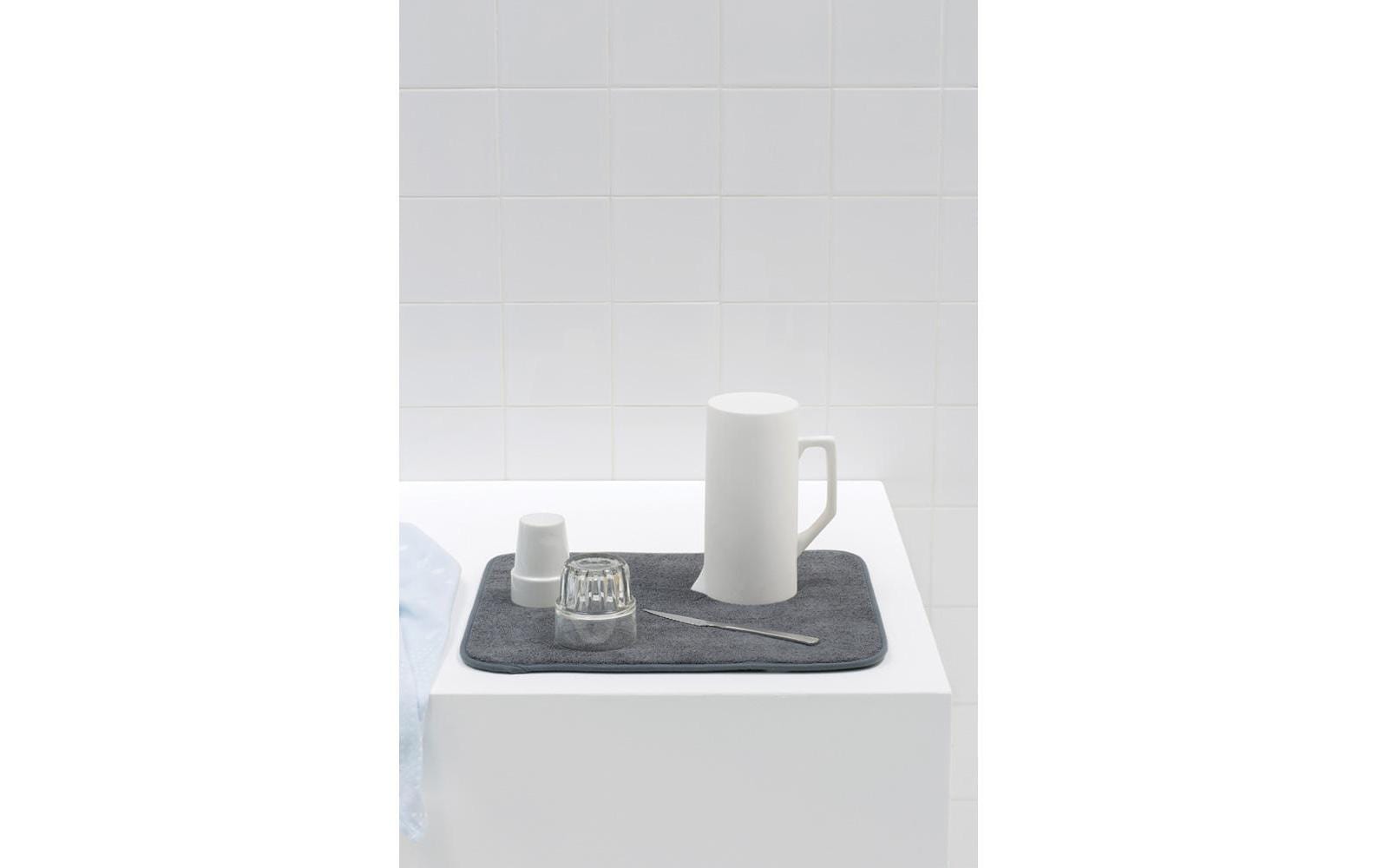 Brabantia Abtropfmatte 47 × 40 × 1 cm, Mikrofaser, Dunkelgrau