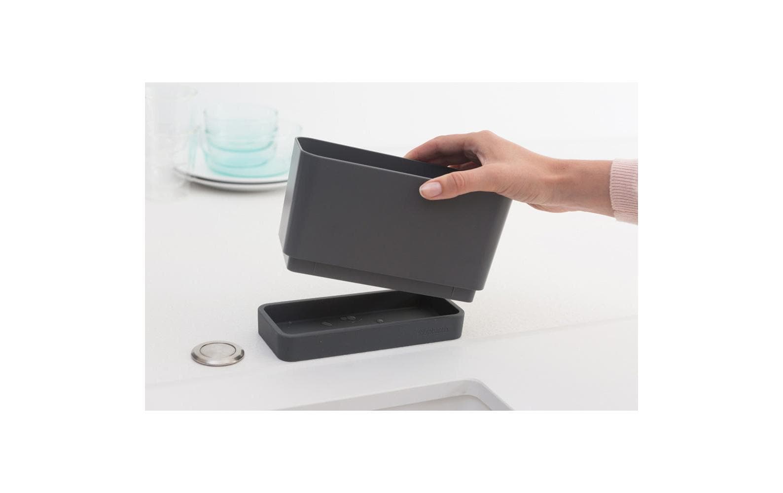 Brabantia Utensilienhalter (wandmontiert) 19 × 8,5 × 11,5 cm, Silikon, Dunkelgrau