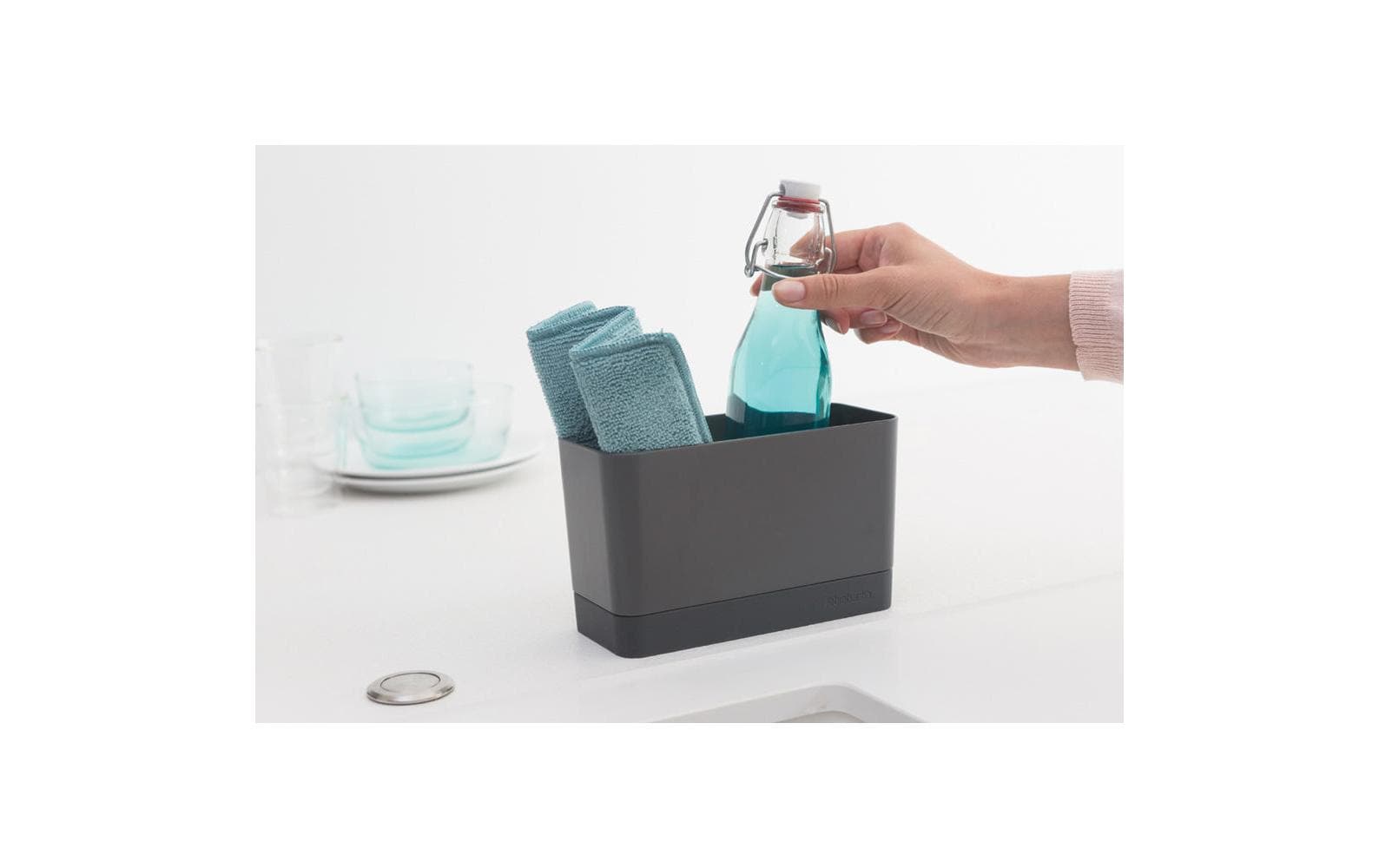 Brabantia Utensilienhalter (wandmontiert) 19 × 8,5 × 11,5 cm, Silikon, Dunkelgrau
