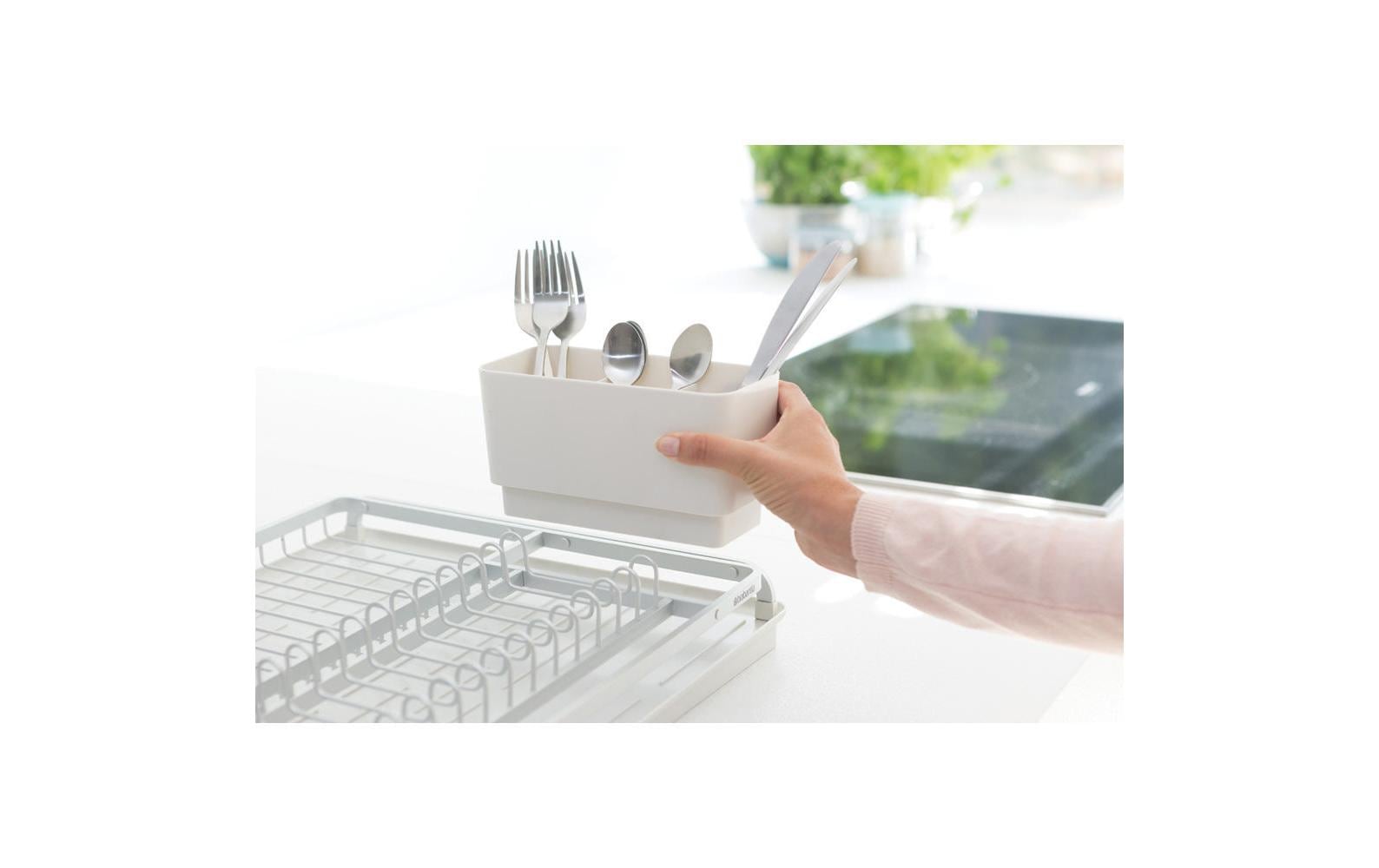 Brabantia Abtropfgestell 38,5 × 49 × 14 cm, Silikon/Aluminium, Hellgrau