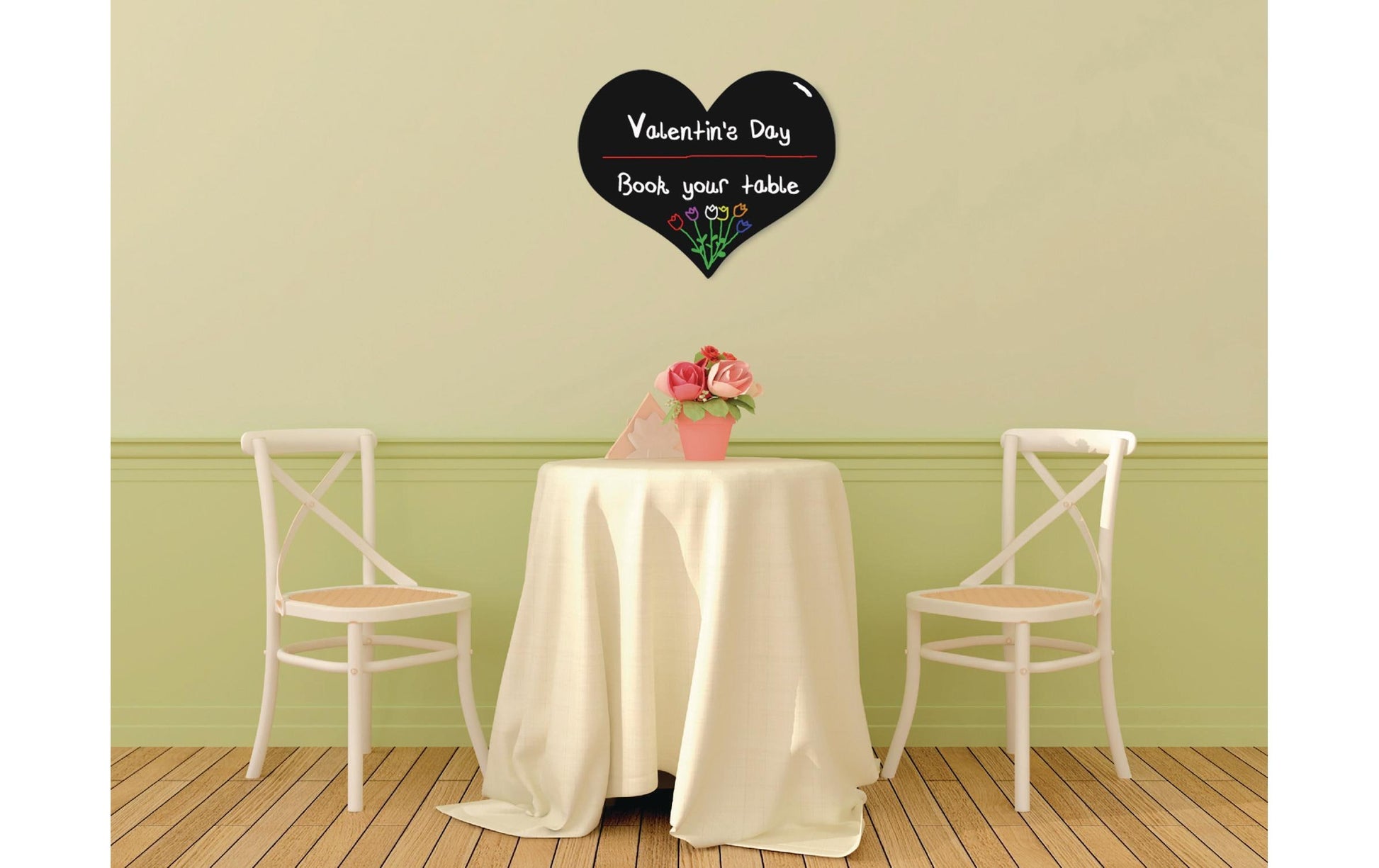 Securit Silhouette-Kreidetafel Herz – 300 × 500 mm – Melamin, schwarz – beidseitig, für Kreidemarker