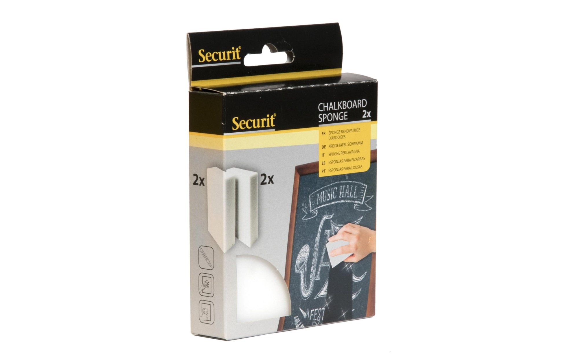 Securit Fleckenradierer SPONGE-2 – Melamin, Rechteckig, 16,5 × 11 × 3 cm, Weiss, 2 Stk.