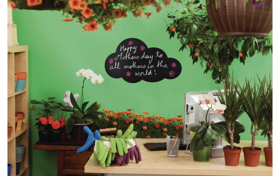 Securit Silhouette-Kreidetafel Wolke – 480 × 290 mm – Melamin, schwarz – beidseitig, für Kreidemarker