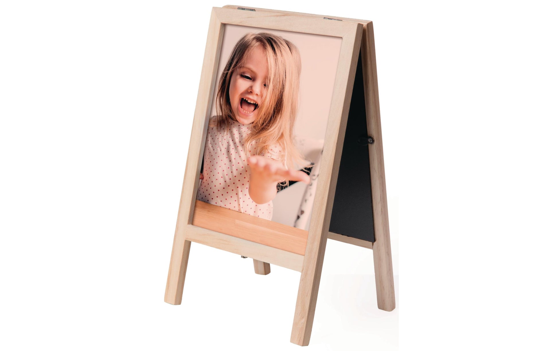Securit Minikreidetafel – 250 × 152 mm – Holzrahmen, Schwarz – für Kreide & Kreidemarker – inkl. Standfuss