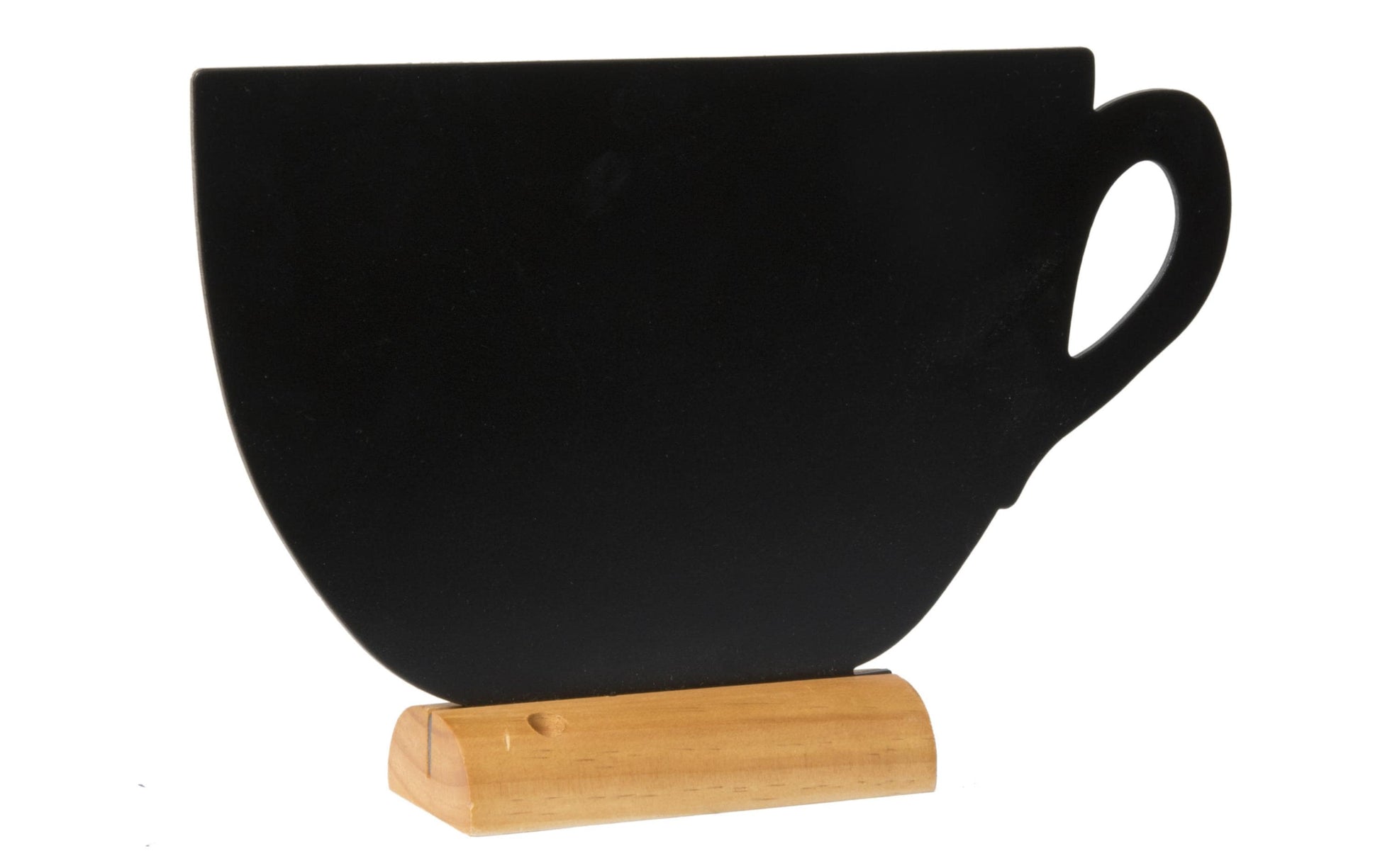 Securit Tischkreidetafel Silhouette Tasse – 330 × 220 mm – Holzfuss, Schwarz – für Kreidemarker