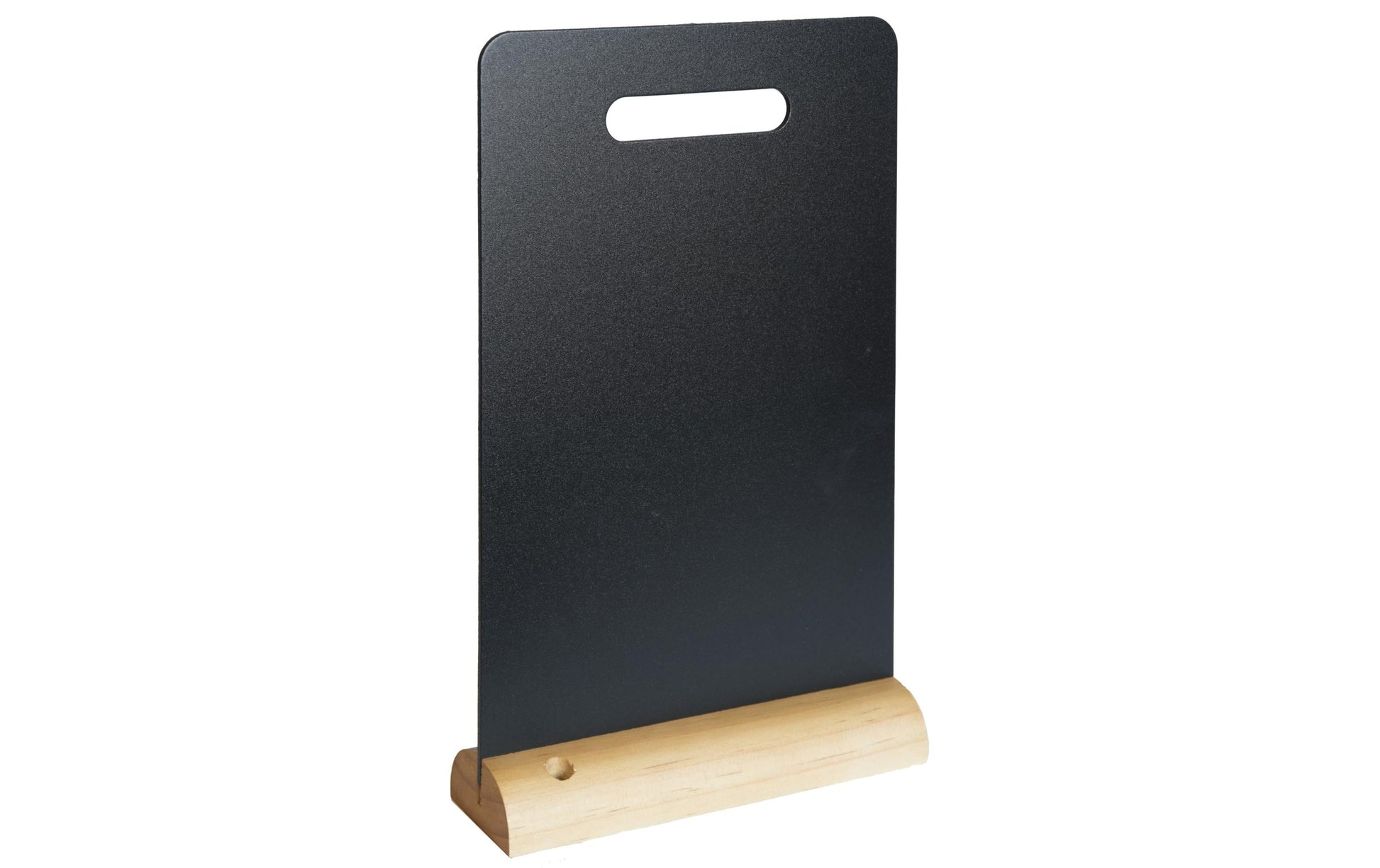 Securit Tischkreidetafel CARRY – 210 × 325 mm – Melamin, Holzsockel, schwarz – beidseitig – inkl. Kreidestift