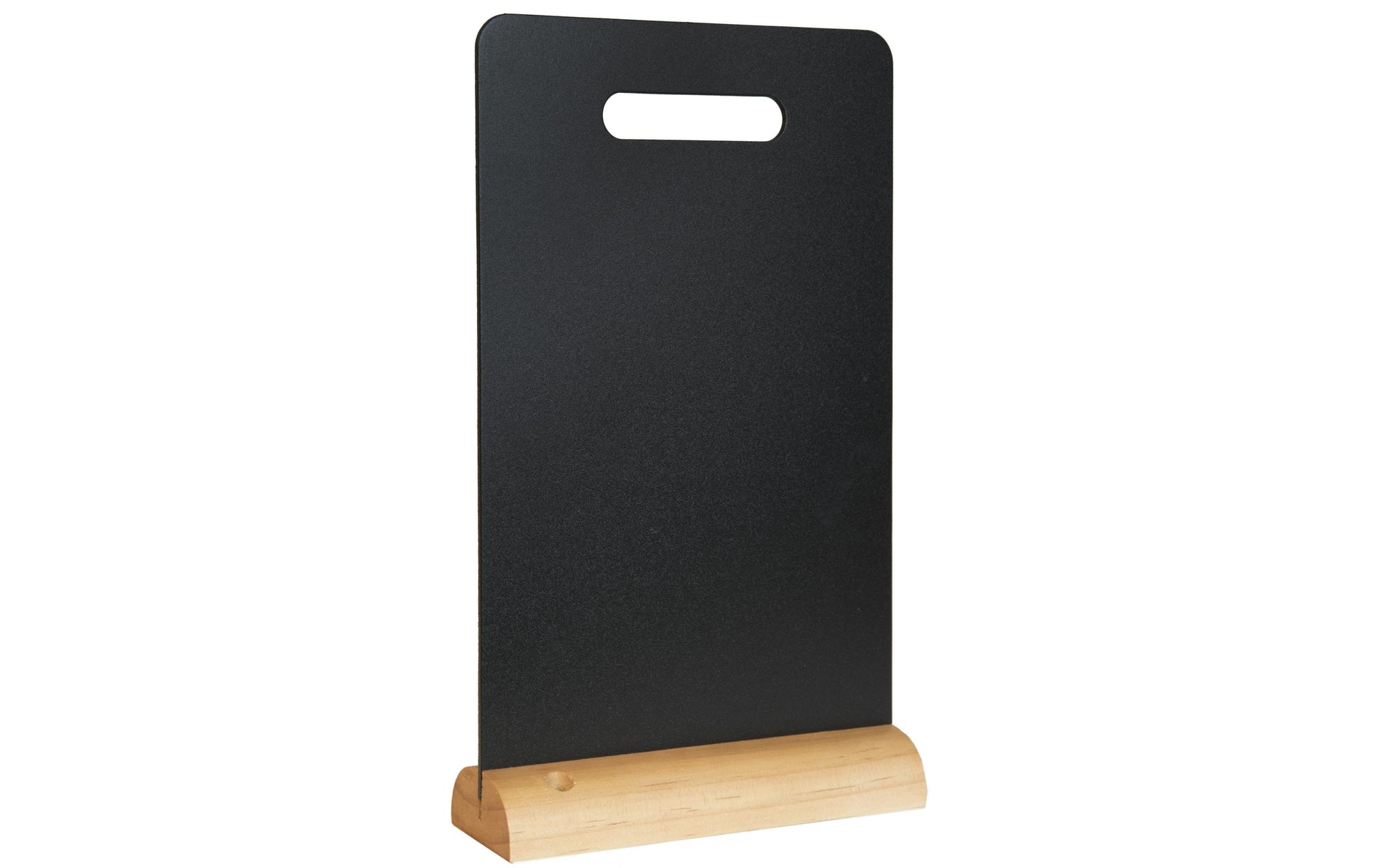Securit Tischkreidetafel CARRY – 210 × 325 mm – Melamin, Holzsockel, schwarz – beidseitig – inkl. Kreidestift