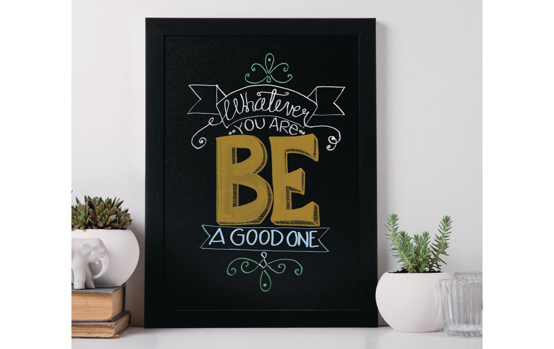 Securit Kreidetafel WOODY – 300 × 400 mm – Holzrahmen, schwarz – beidseitig, für Kreidemarker