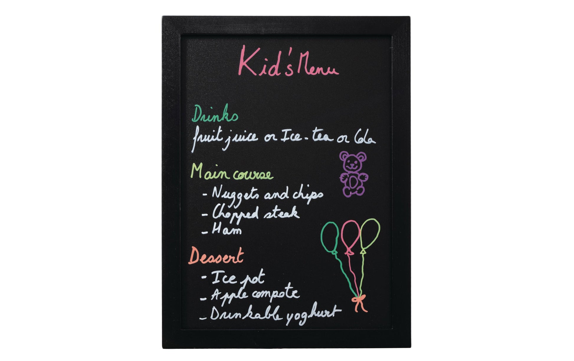 Securit Kreidetafel WOODY – 300 × 400 mm – Holzrahmen, schwarz – beidseitig, für Kreidemarker
