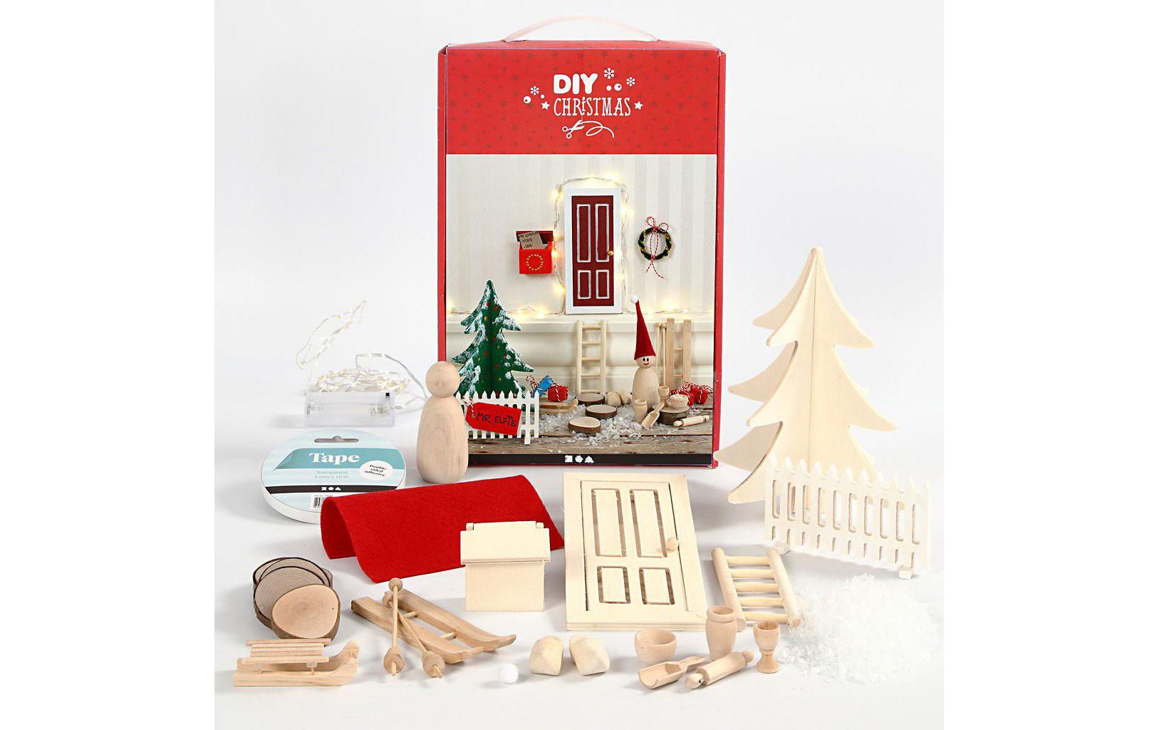 Creativ Company Wichteltür / Elfentür Bausa – Bastelset – Wichtel, Weihnachten – Holz