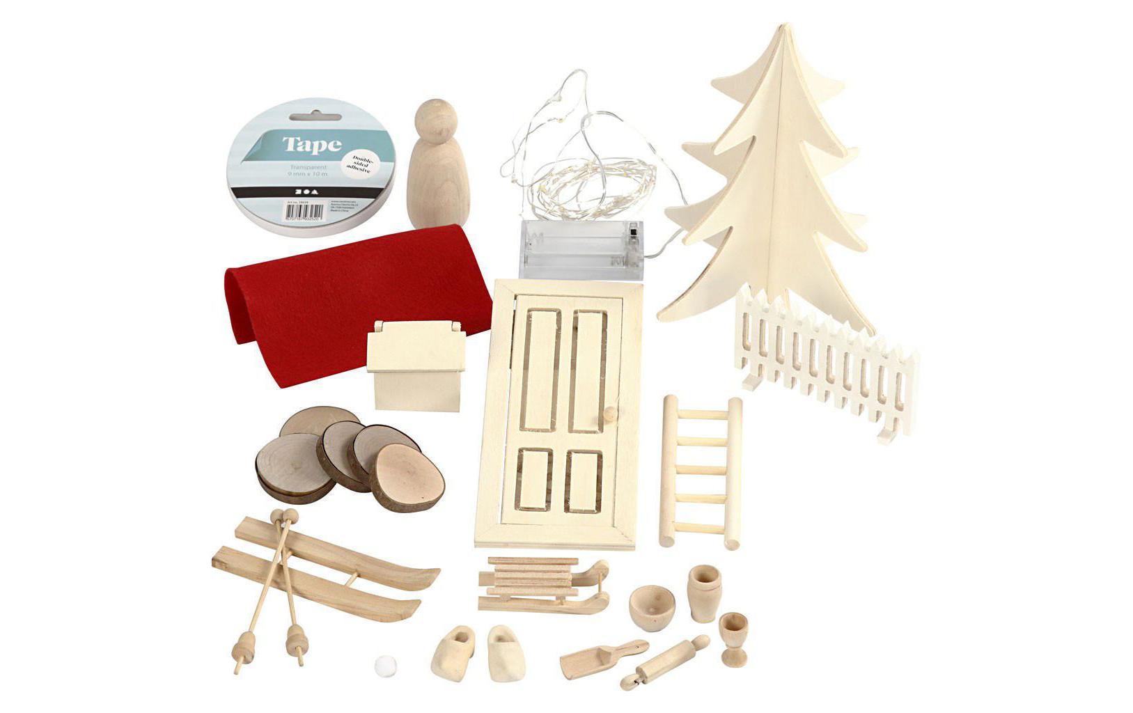 Creativ Company Wichteltür / Elfentür Bausa – Bastelset – Wichtel, Weihnachten – Holz