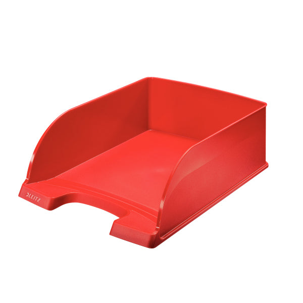 Leitz Stapelbarer Briefkorb mit Griffausschnitt, Beschriftungsfeld, matt, rot, B 255 × H 103 × T 357 mm