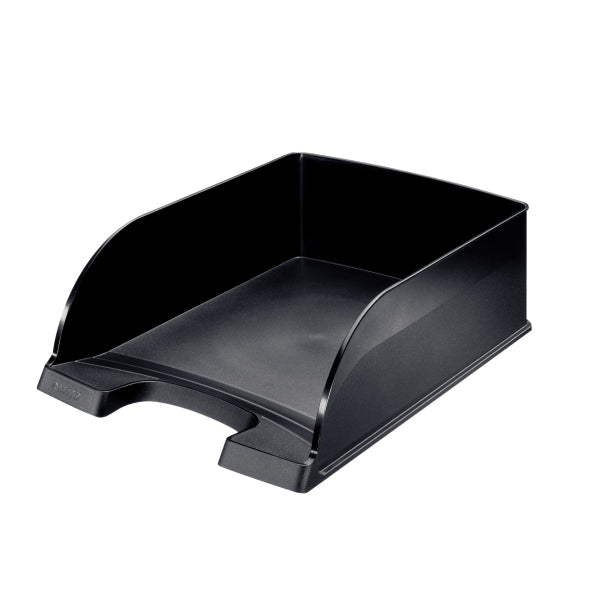 Leitz Briefkorb – mit Griffausschnitt, mit Beschriftungsfeld, matt, schwarz, B 255 × H 103 × T 357 mm