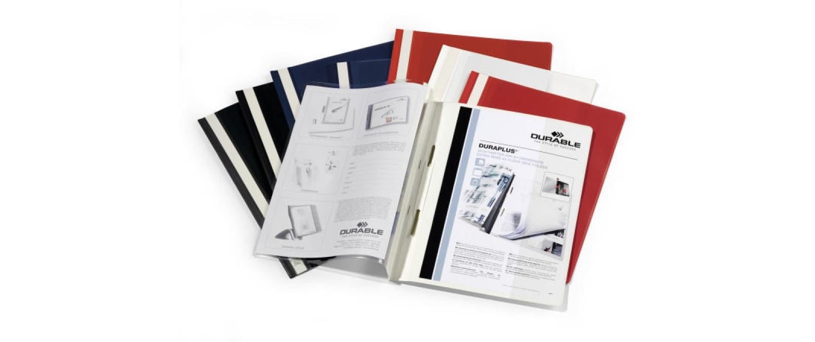 Durable Schnellhefter Duraplus – A4, PP, Blau, Beschriftungsfeld