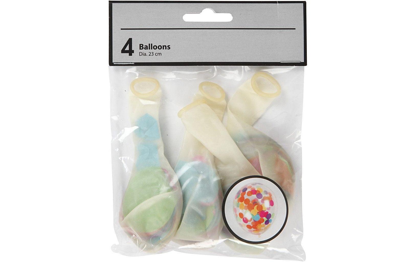 Creativ Company Konfetti Luftballons – Mehrfarbig – Ø 23 cm – Latex – 4 Stk