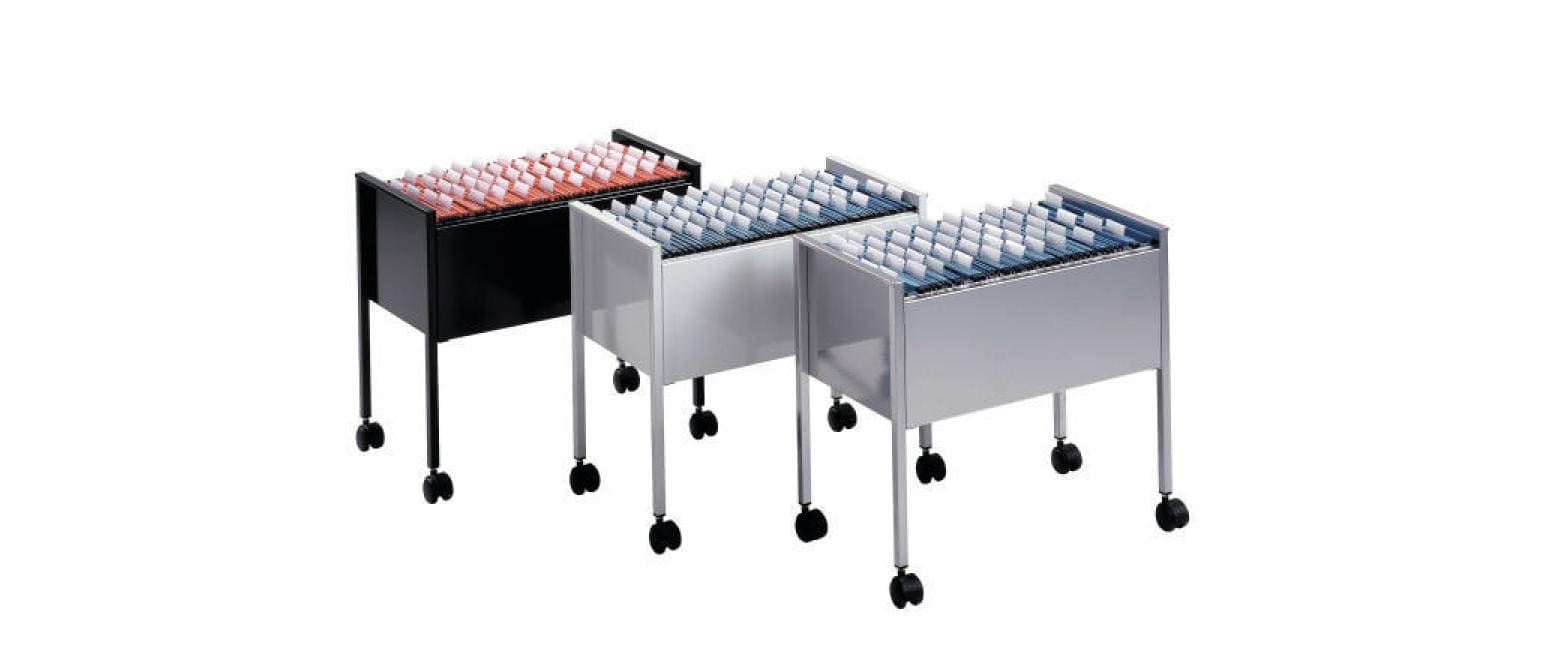 Durable Hängemappenwagen – Stahl, Grau, 65,5 × 59,2 × 36,8 cm, mit 4 Rollen, für 80 Hängemappen