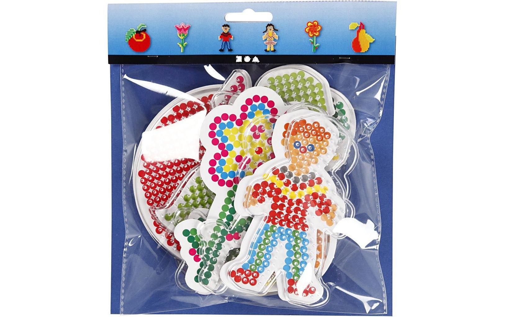 Creativ Company Steckplatten-Set Medium, Blume, Transparent, Set à 6, 8,5 × 14–14 × 16 cm