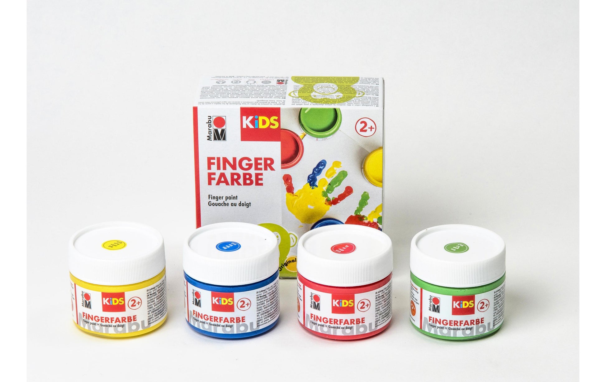Marabu Fingerfarben – Set – 4 Farben, 4 × 100 ml, für Papier & Karton, Glas & Holz