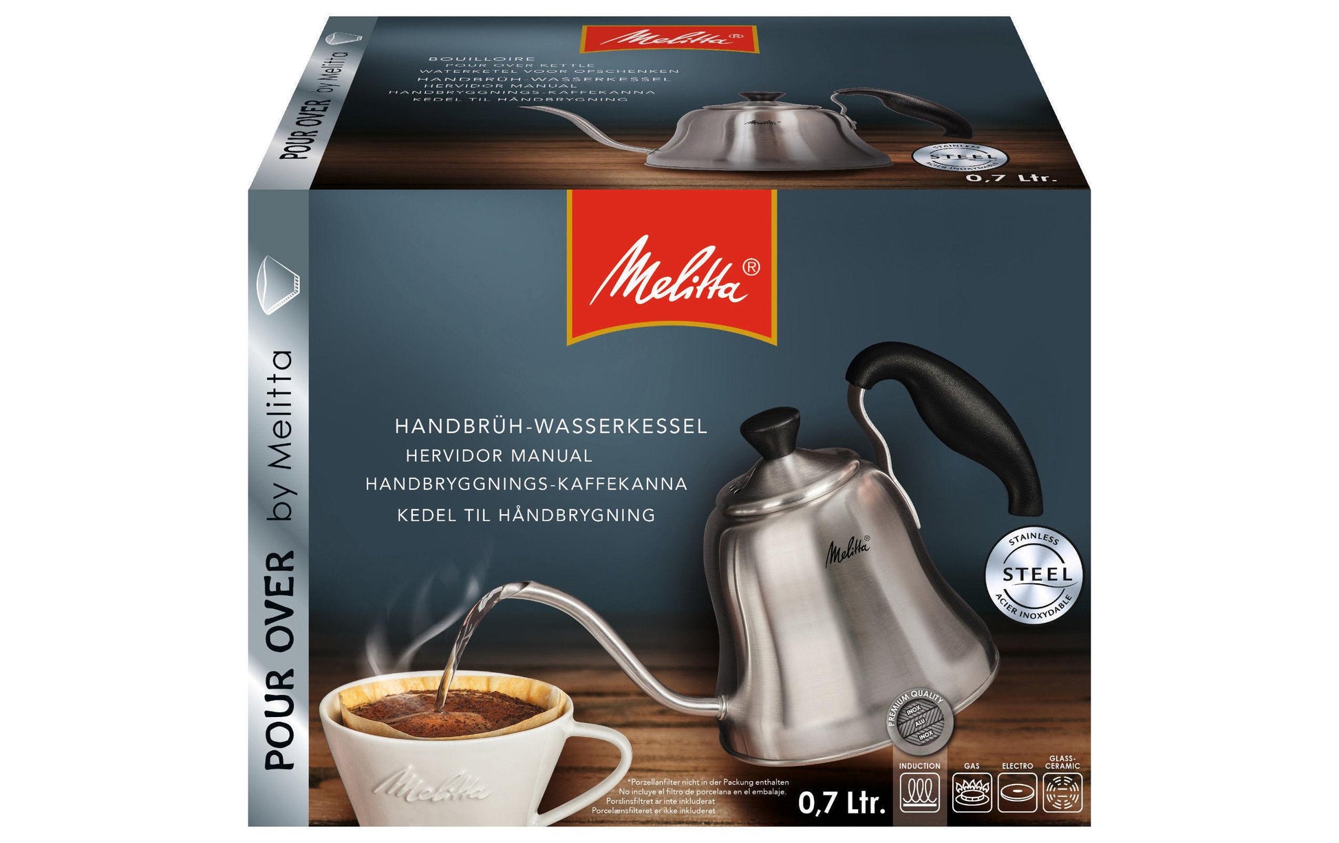 Melitta Wasserkessel 0,7 l, Edelstahl, Silber