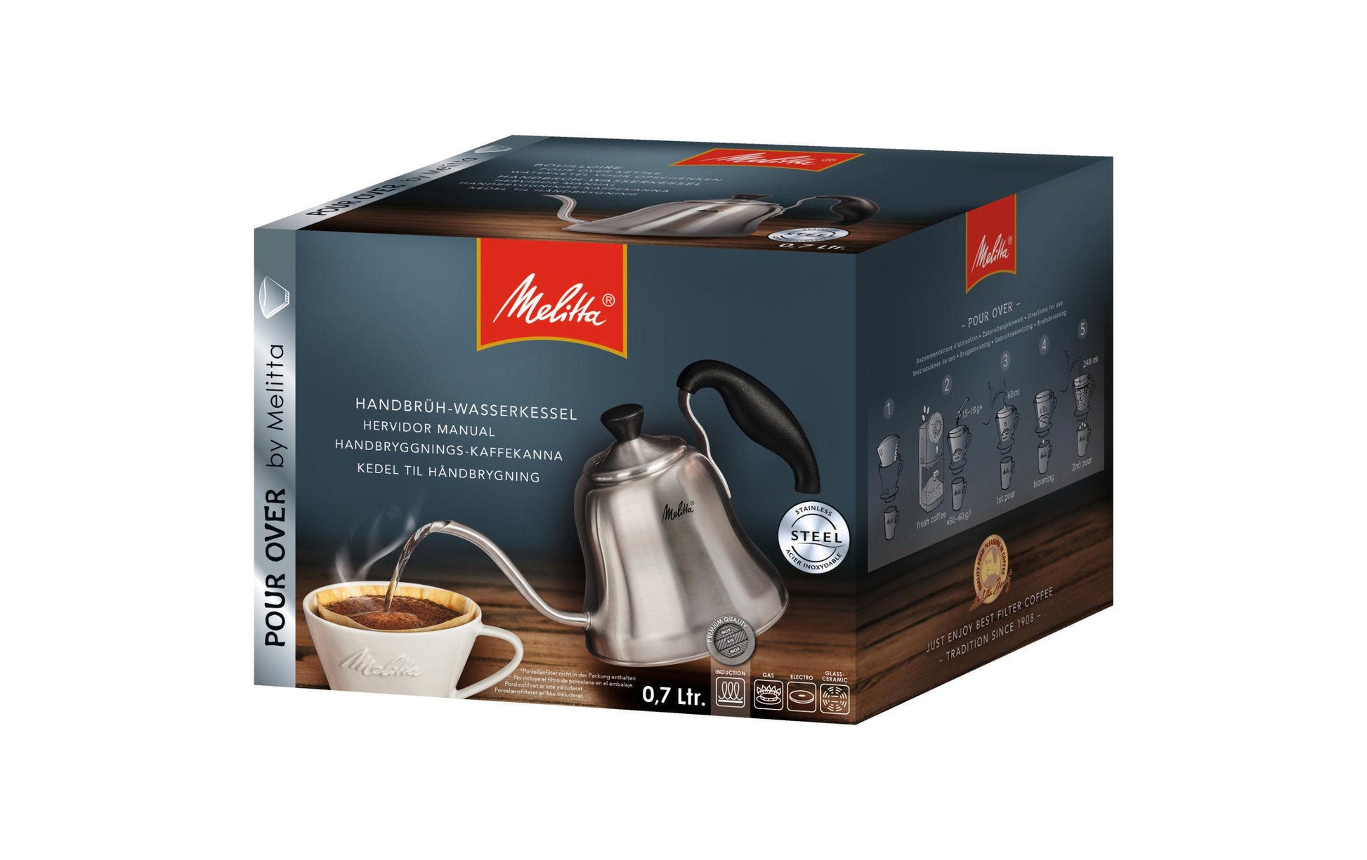 Melitta Wasserkessel 0,7 l, Edelstahl, Silber