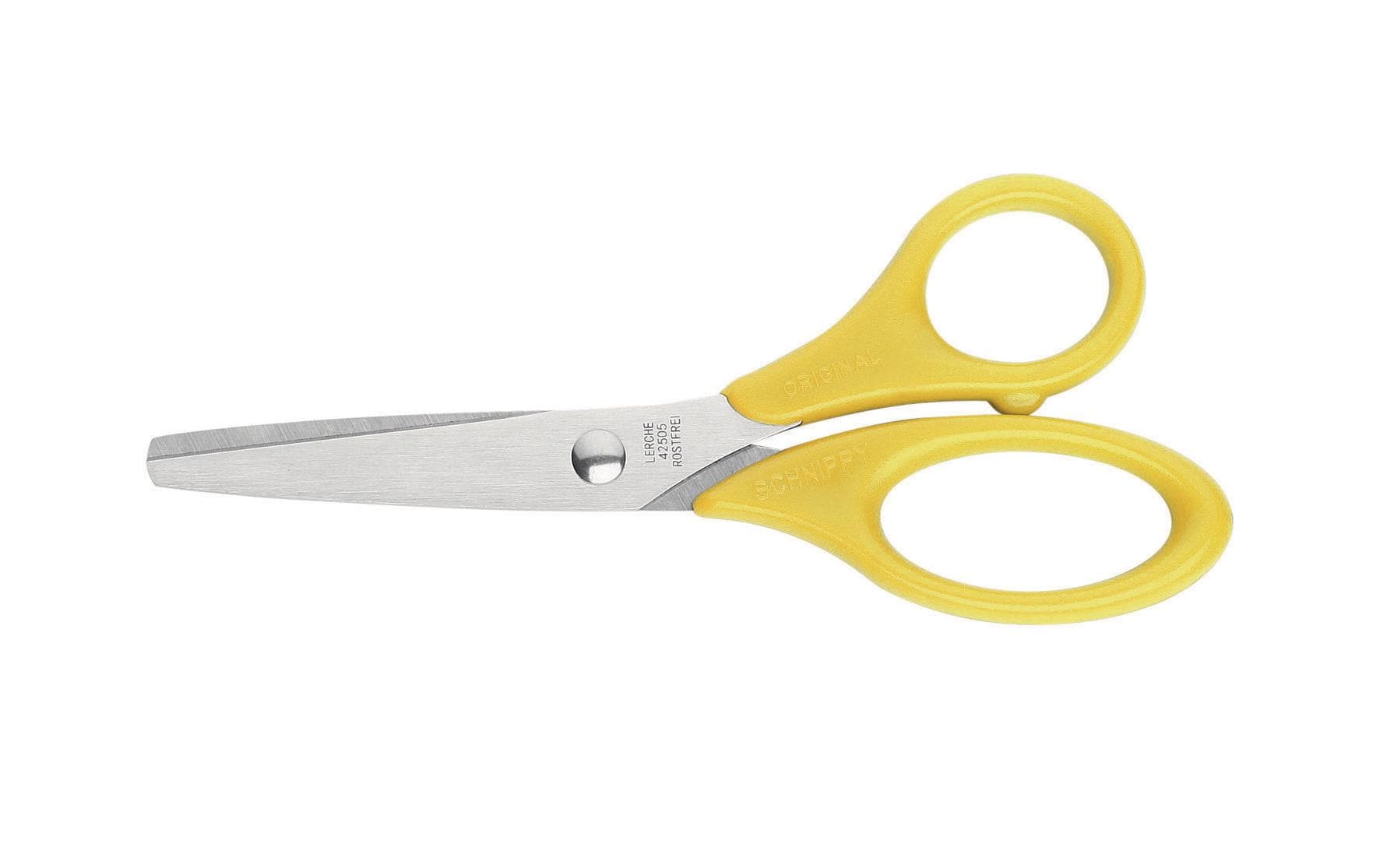 Lerche Kinderschere – 13,0 cm, Edelstahl, für Rechtshänder, abgerundete Spitzen, Kunststoff, farbig sortiert