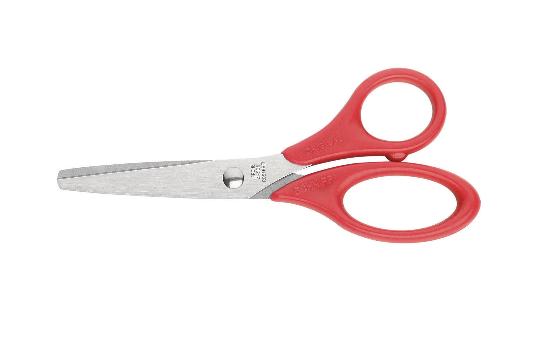 Lerche Kinderschere – 13,0 cm, Edelstahl, für Rechtshänder, abgerundete Spitzen, Kunststoff, farbig sortiert