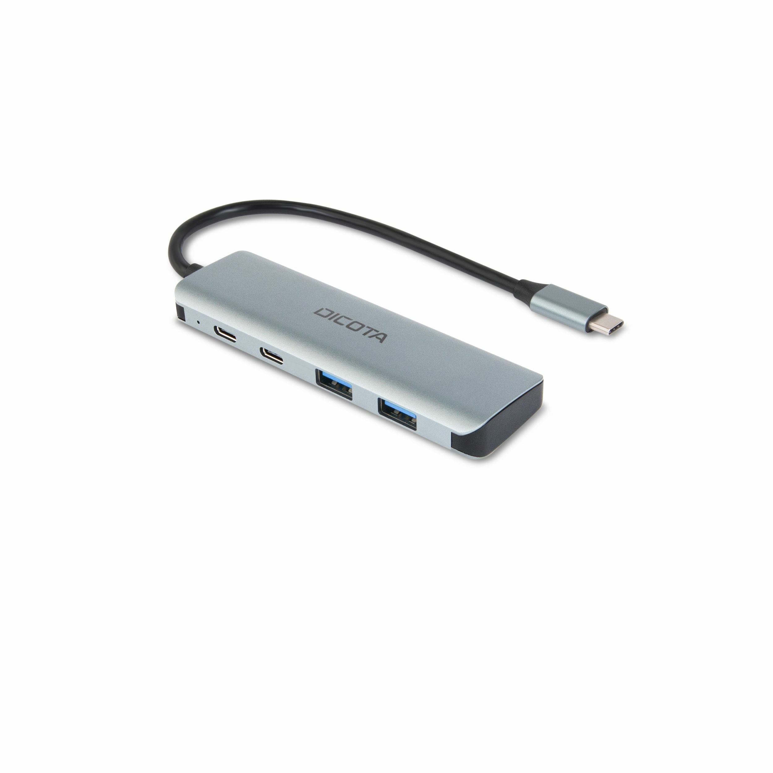 DICOTA D32061 USB-Hub – USB-C, 2× USB-A, 2× USB-C (10 Gbit/s), für Windows/Mac