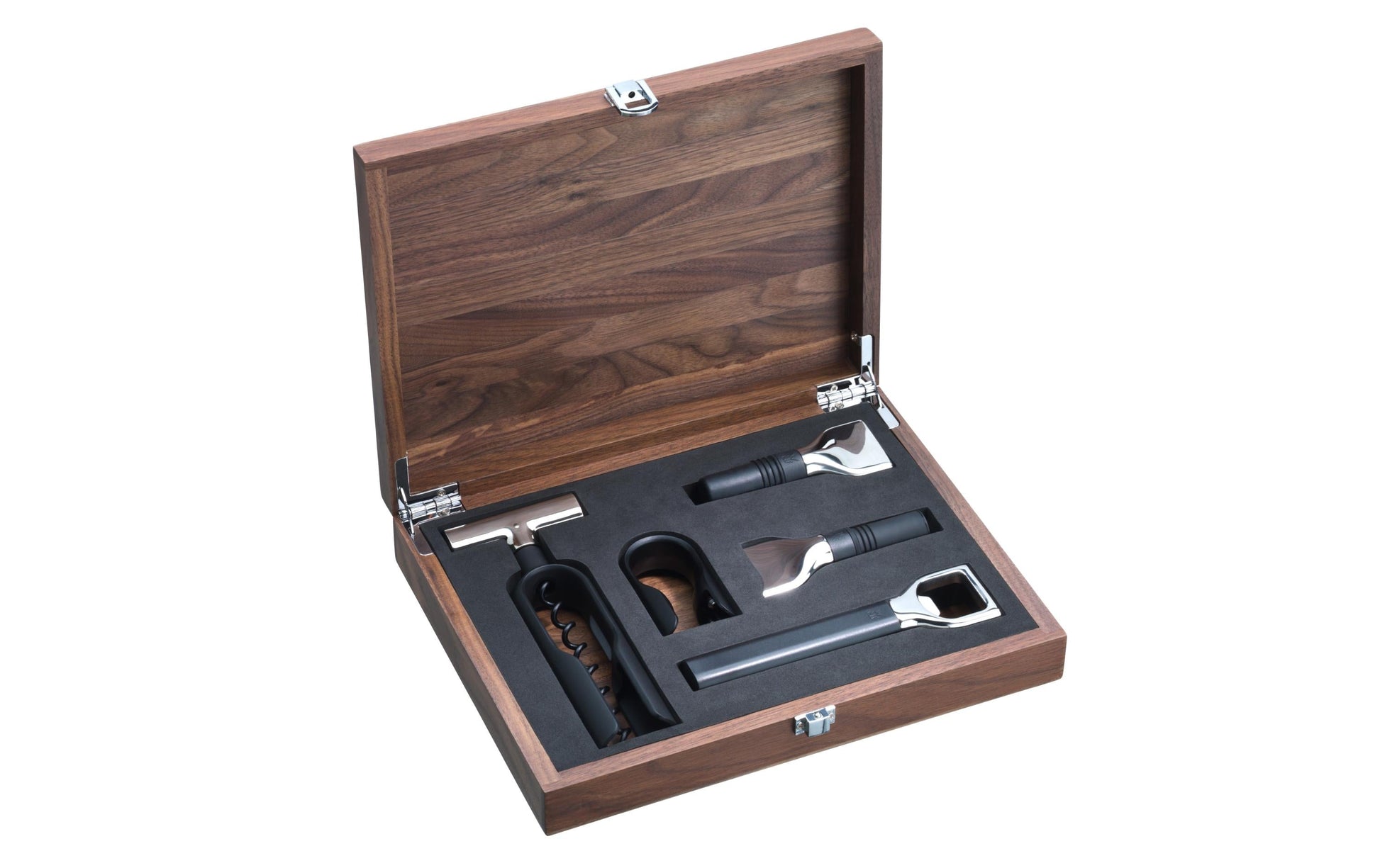WMF Sommelier-Set – 5-teilig, Edelstahl (Cromargan)/Kunststoff/Holz, Walnuss-Holzbox (FSC)