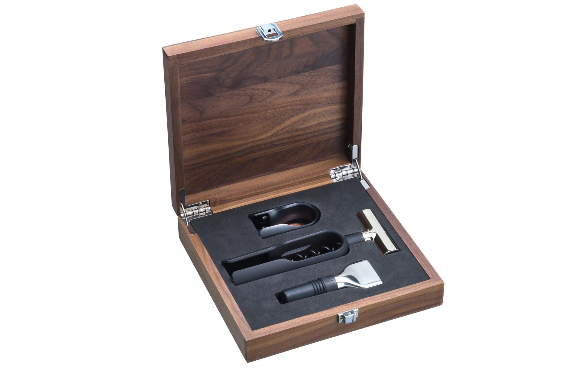 WMF Sommelier-Set – Edelstahl (Cromargan), Kunststoff, Holz (Walnuss), 3-teilig, mit Holzbox