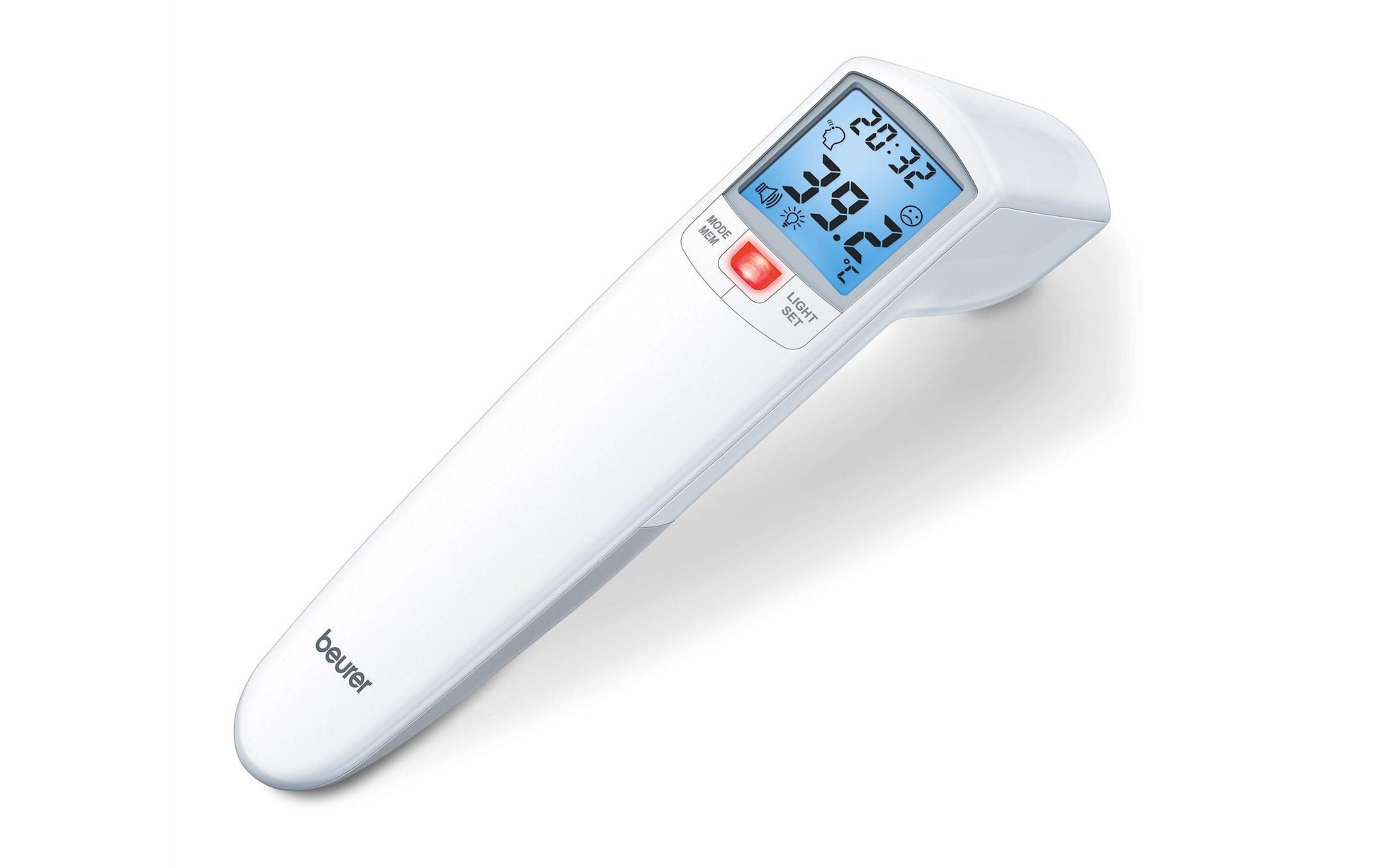 Beurer Fieberthermometer – Infrarot (Stirn), Messgenauigkeit ±0,1 °C, batteriebetrieben, 60 Speicherplätze